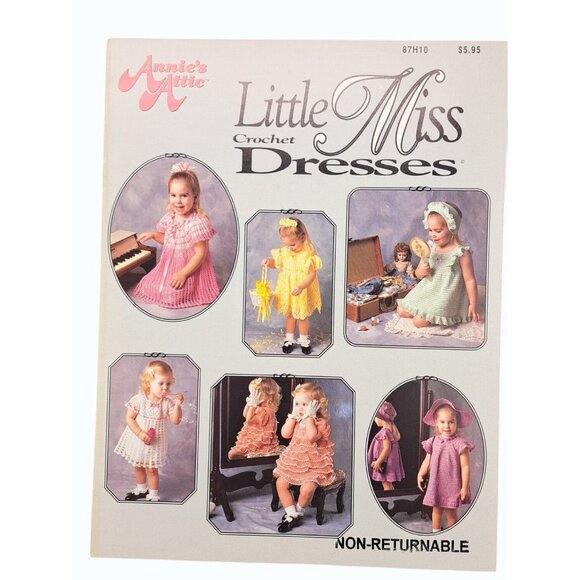 Vintage Annie's Attic Little Miss Crochet Dress Pattern Booklet 87H10 Young Girl - Picture 1 of 3
